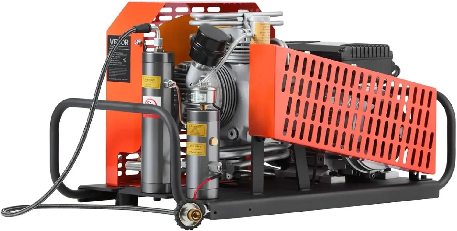 PCP Air Compressor, 4500PSI/30Mpa Diving Scuba Tank Air Compressor, 60 L/min Four-Cylinder Auto Stop PCP Rifle Compressor Pump w
