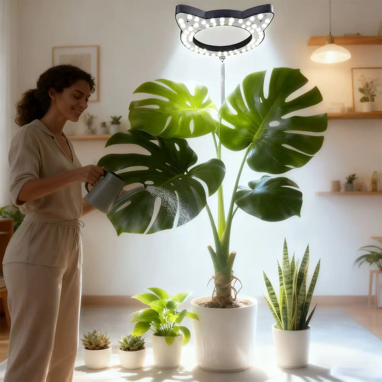 

Светильник для выращивания растений, светодиодный светильник для выращивания растений полного спектра для комнатных растений, регулируемый по высоте, автоматический таймер, подходит для больших растений