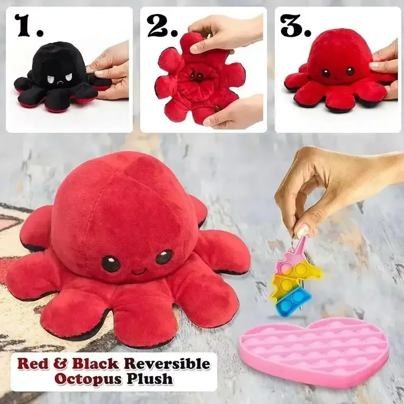 New Flip Octopus Doll Plush Toys Double-Sided Flip Doll Toys Children'S Gifts Cute Cartoon Animal Plush Toys Dolls