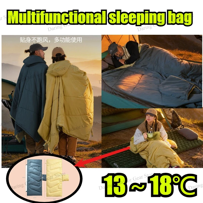 

Теплый спальный мешок-одеяло для кемпинга на открытом воздухе, портативный, для защиты от холода, для офисного обеденного перерыва, для дома и путешествий, двойного назначения