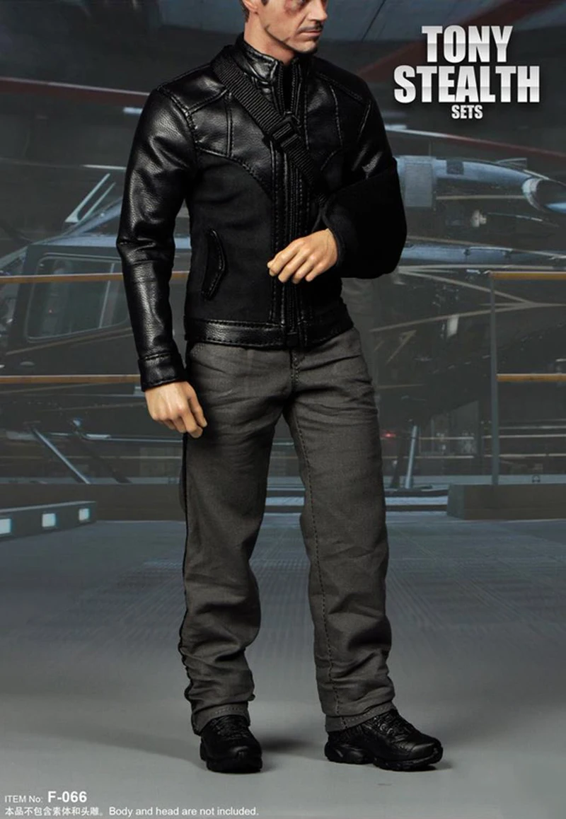 in Stock 1/6 Tony Stealth Suit Set Soldier Clothes Head Sculpt Carving Model Fit 12\'\' Male Action Body Doll Hobby Collection