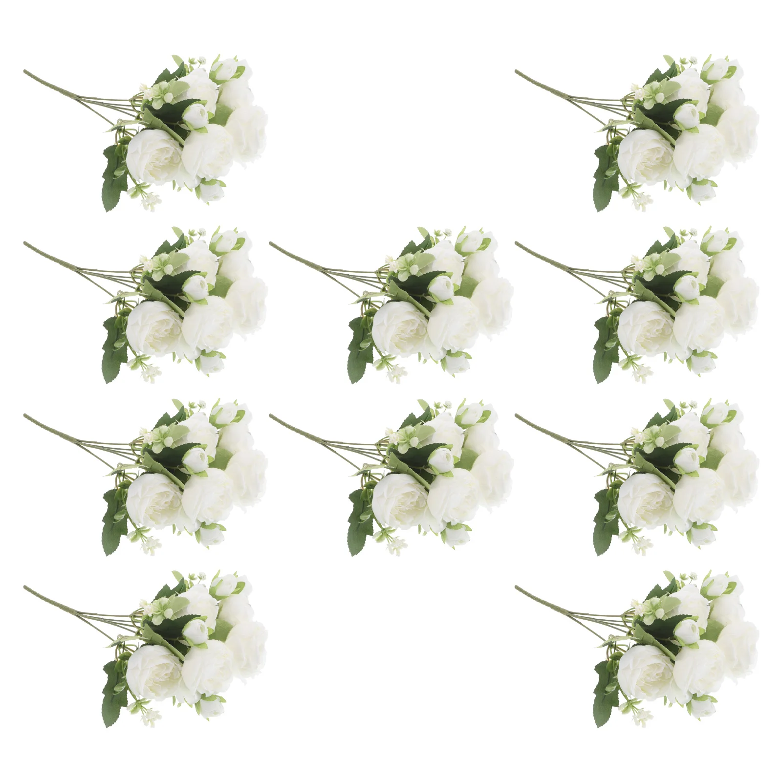 

10Pcs Artificial Peony Flowers White Faux Peony Bouquet Realistic Silk Floral Arrangements Wedding Home Table Centerpiece Decor