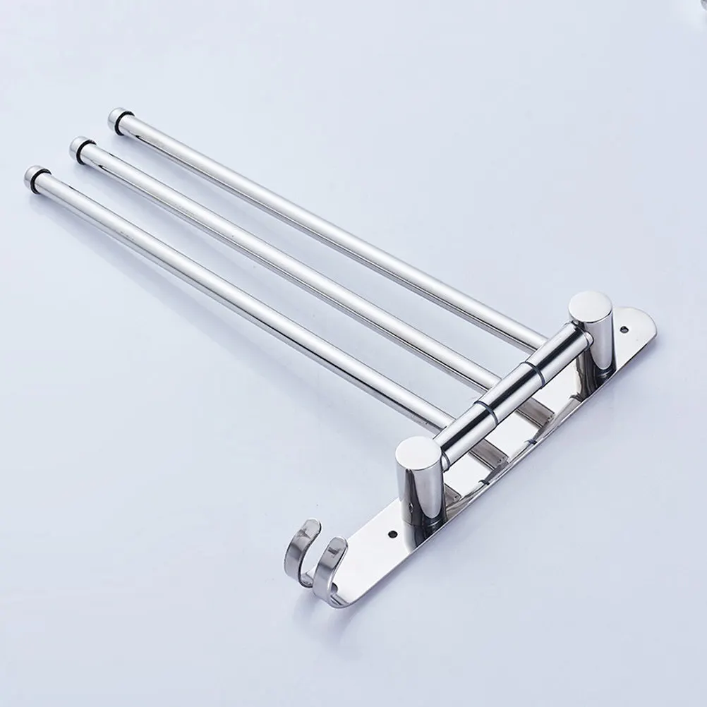 

Stainless Steel Bathroom Towel Rack 3 Swivel Bars Wall Mounted Portable Lightweight Easy Install No Assembly Required