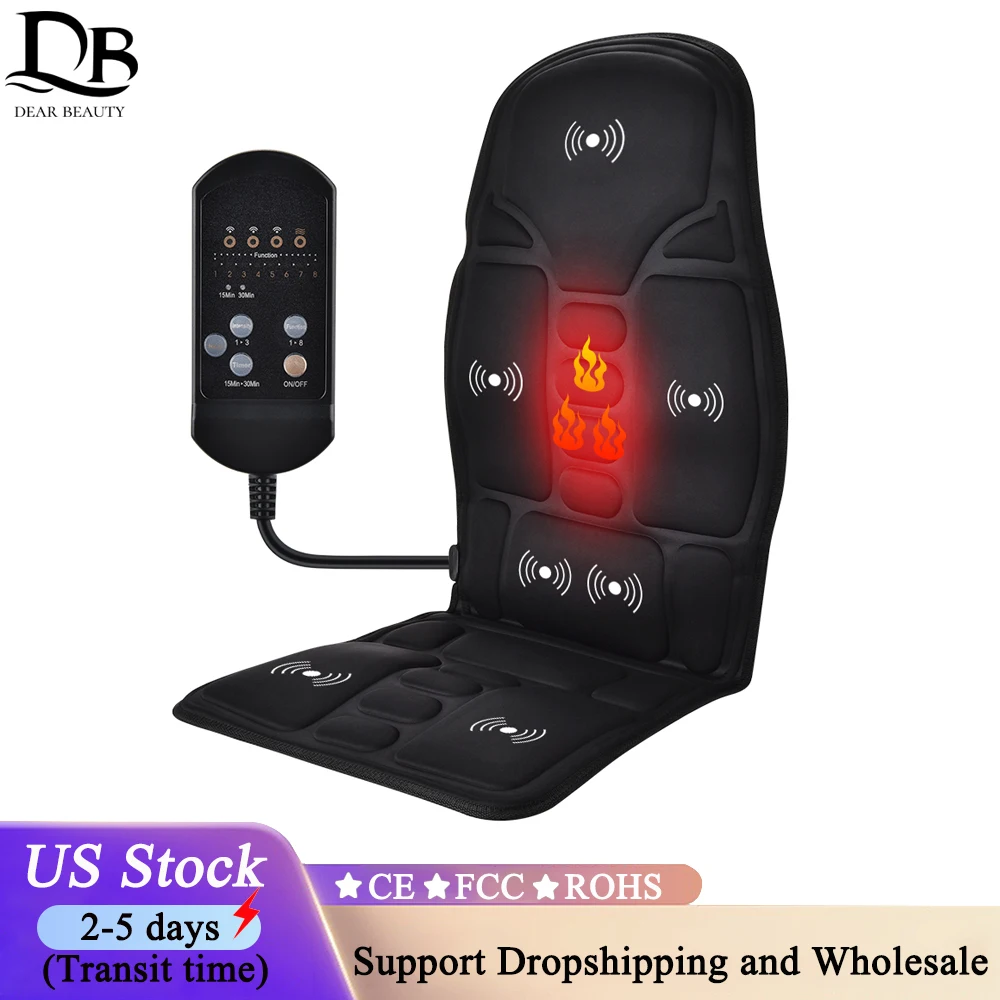 

Electric Massage Chair Pad Heating Vibrating Full Body Back Massager Car Chair Cushion Home Office Lumbar With Remote Controls
