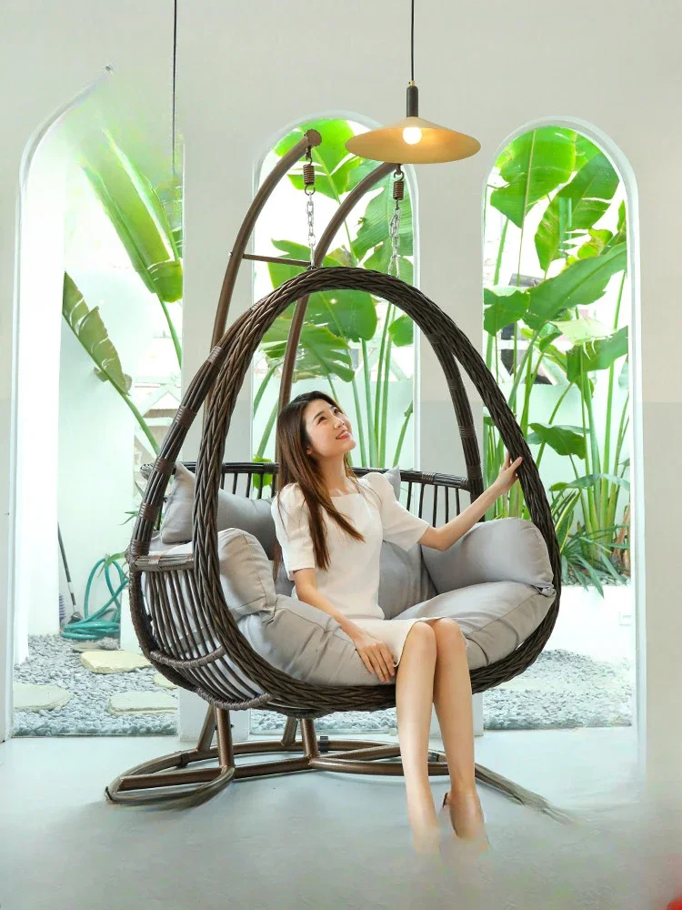 Double Hanging Chair Balcony Cradle Chair Swing Outdoor Home Hanging Basket Rattan Chair