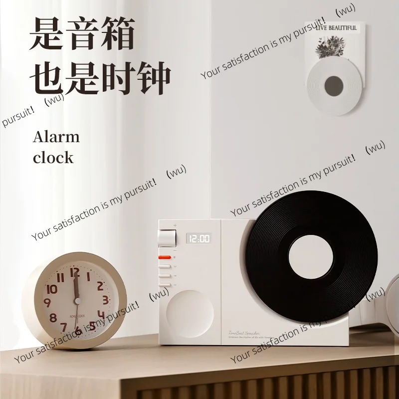 Vinyl record player, retro bluetooth speaker, small wireless clock, high sound quality, home overweight subwoofer