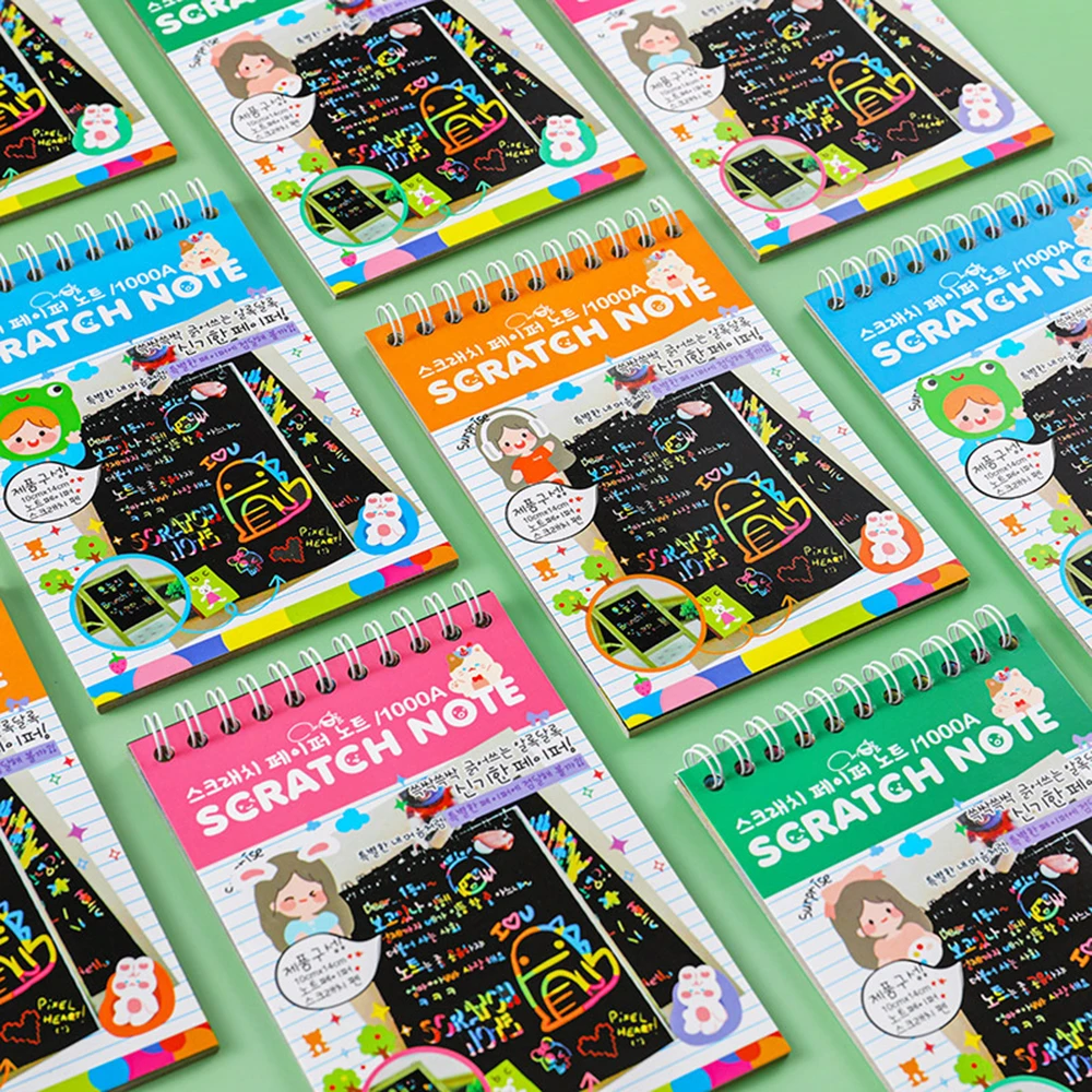 Montessori Scratch Painting Note, Scratch Art Paper, DIY Children Magic Rainbow Scraping Drawing Paper, Notepad, Staacquering Toys