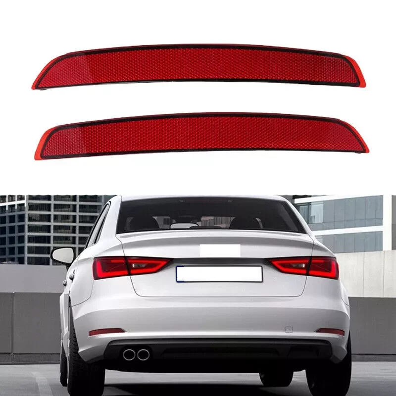 Left & Right Car Rear Rear Bumper Reflector Tail Light Red Lens For Audi A3 2013 2014 2015 2016 8VD945105 8VD 945 106