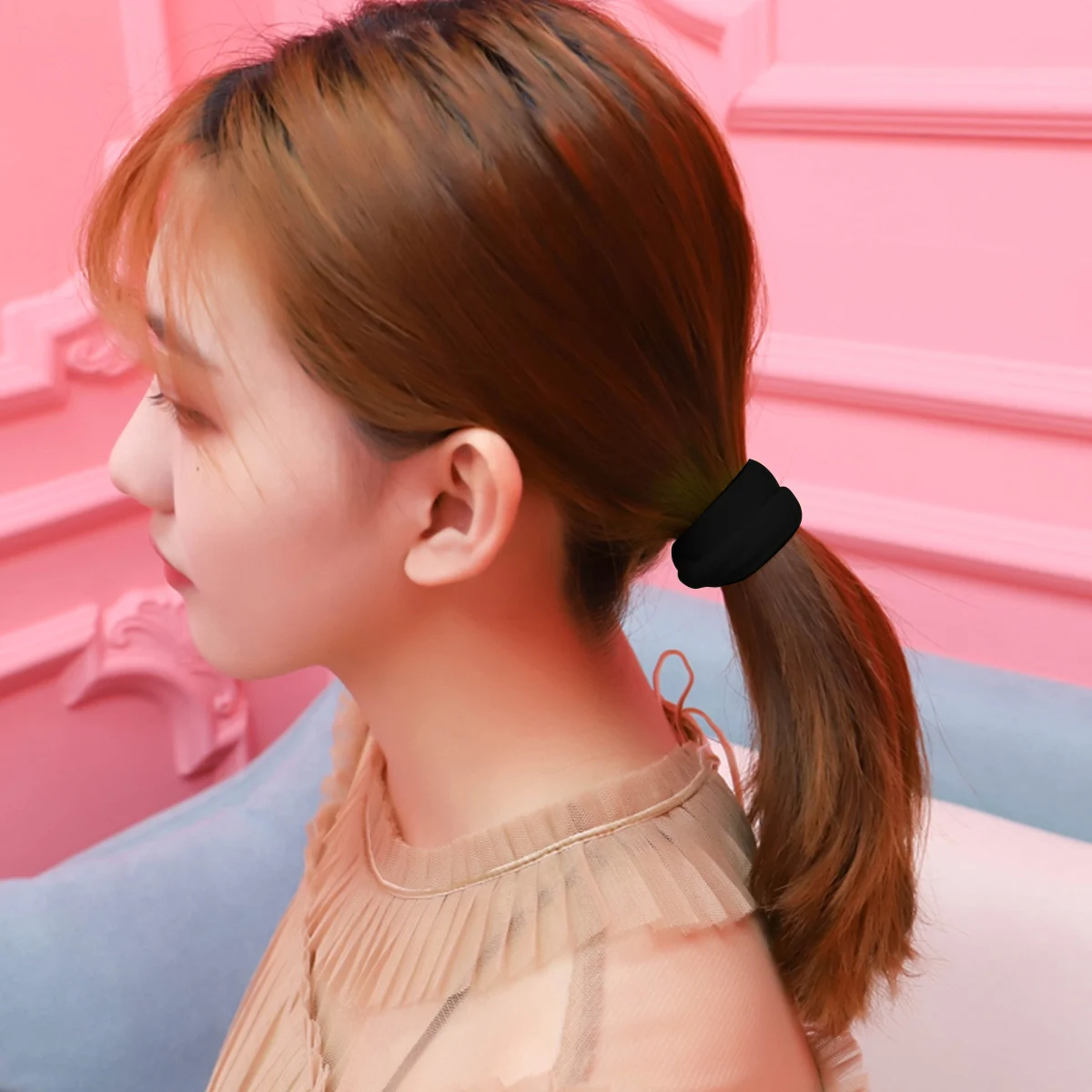 

10 Pcs Ties Simple Stylish Ponytail Holders Beading Ropes Black Fashion Rings Hair Accessories Women Daily Wear Hair Care