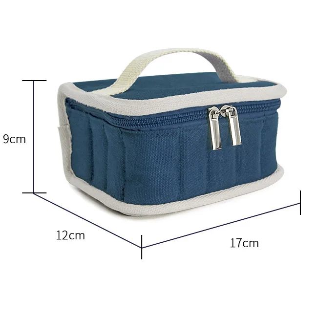 Luxury Fashion Canvas   Double Zipper Essential Oil Carry Case Hot Sale PU  Travel Case Makeup Storage