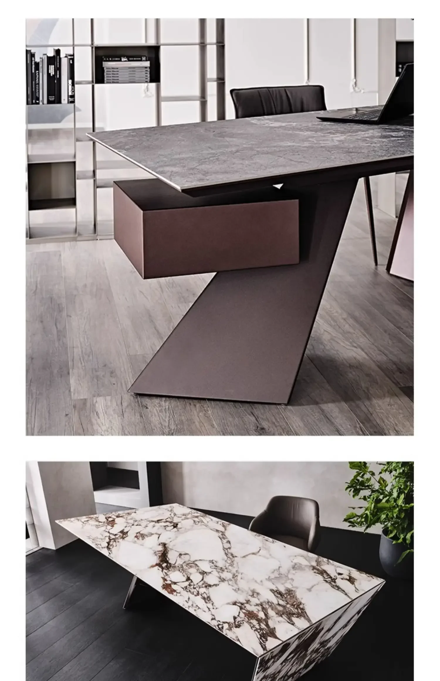 Scrivania in lamiera di pietra italiana di lusso leggera di fascia alta Scrivania capo Scrivania di design italiano postmoderno