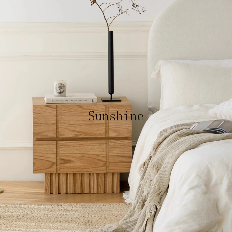 

Solid wood bedside living room creative bedroom drawer light luxury bone line locker
