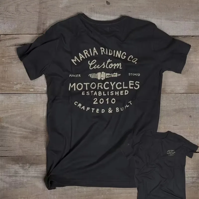 2026 New Motor Oversized Unisex Streetwear T Shirt Family Matching Vintage Motorcycle Riding Co Back Print Short Sleeve Tee