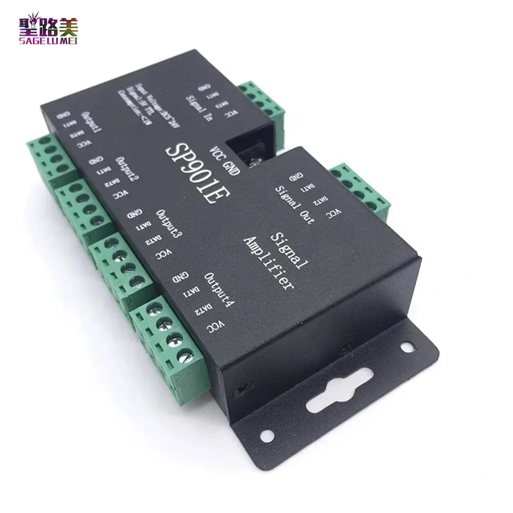 SP901E led SPI controller DC5V-24V LED Signal Amplifier 4CH group Amplifier for dmx512 led pixels strip magic module WS2812 2811