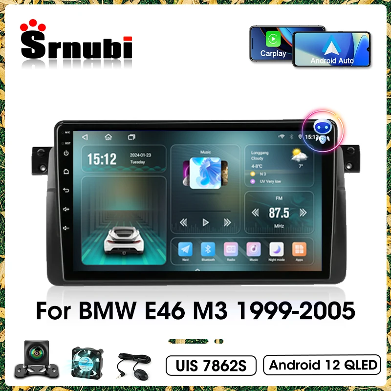 2 Din Android 12 Carplay Car Radio Multimedia Video Player For BMW E46 M3 318/320/325/330/335 1998 - 2006 Navigation Head Unit