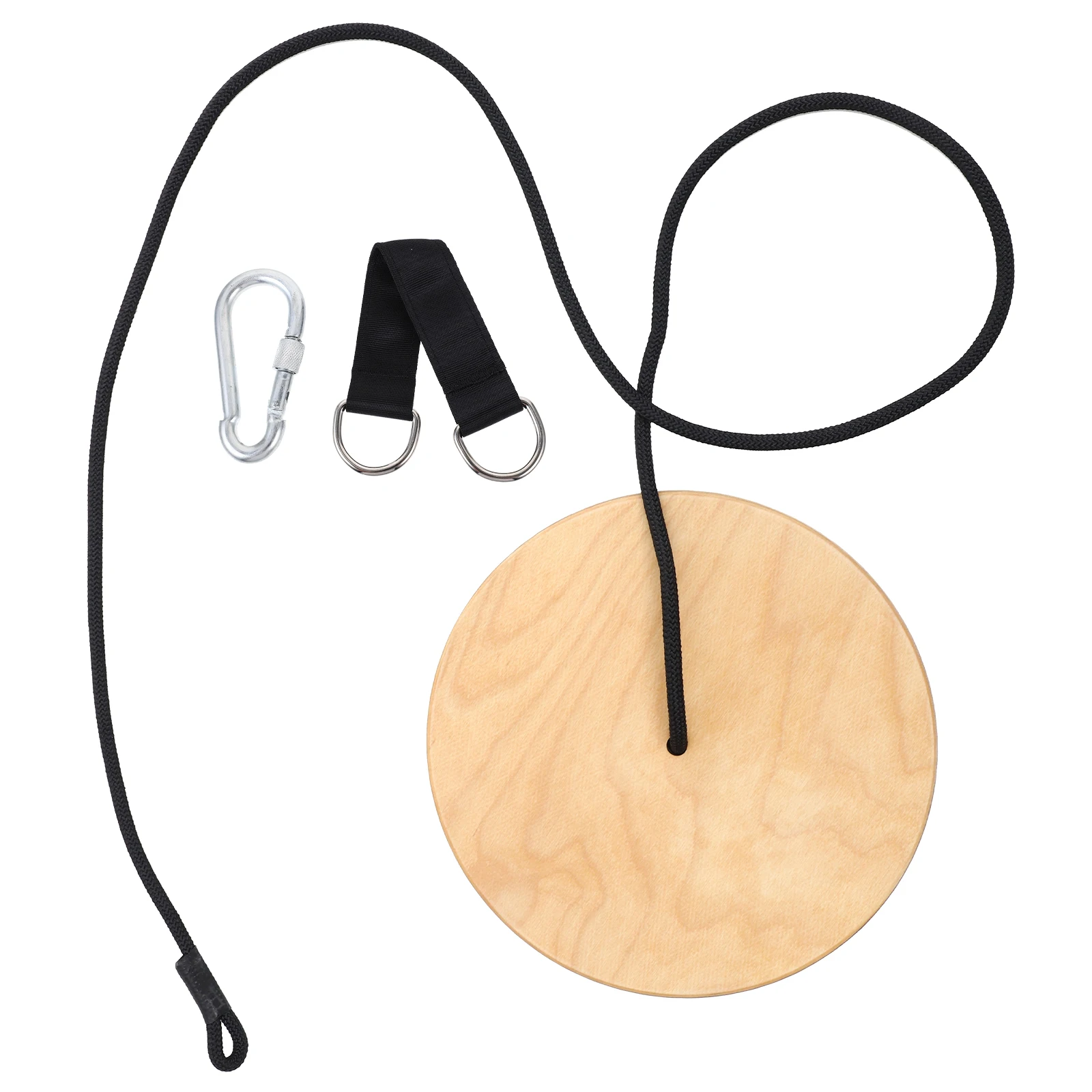 Asiento de columpio de madera, columpio de disco de alta resistencia, cuerda ajustable, anillo galvanizado, columpios al aire libre para niños, equipo de juego de madera gruesa