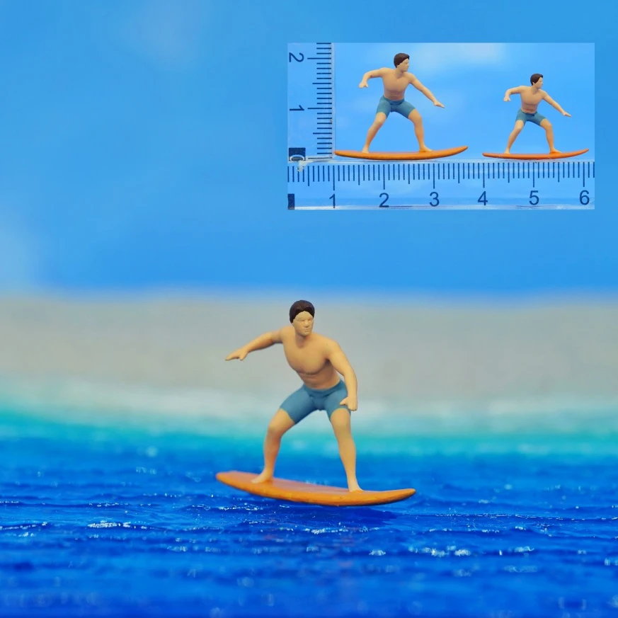 5pcs/set 1/64 1/87 Miniature Surfing Figures Model Painted People Beach Landscape Toys DIY Model Making for Diorama/Collection