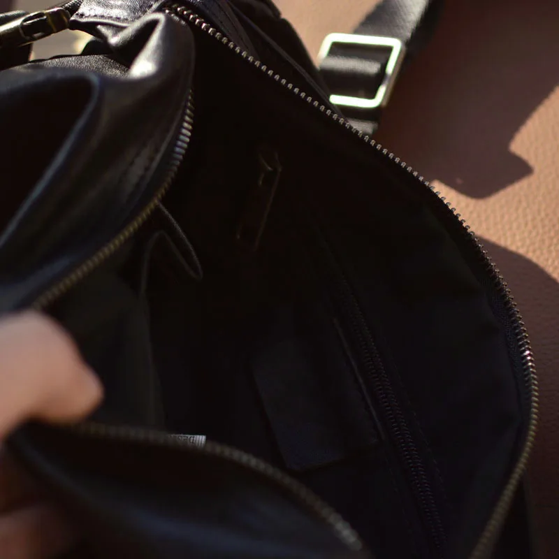 AETOO Black vegetable tanned shoulder bag casual cowhide chest bun top layer cowhide fashion brand simple retro sports leather c
