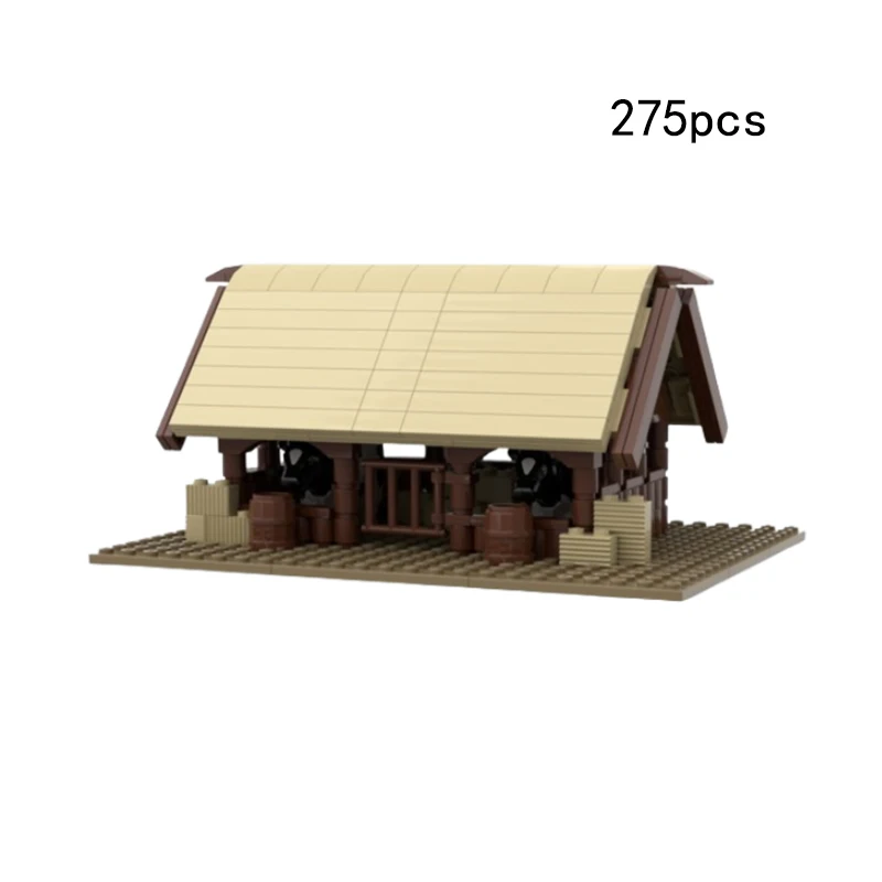 Spot MOC Viking Style Building House Blacksmith Shop Stables Small Piece Assembled Building Blocks Model Playset