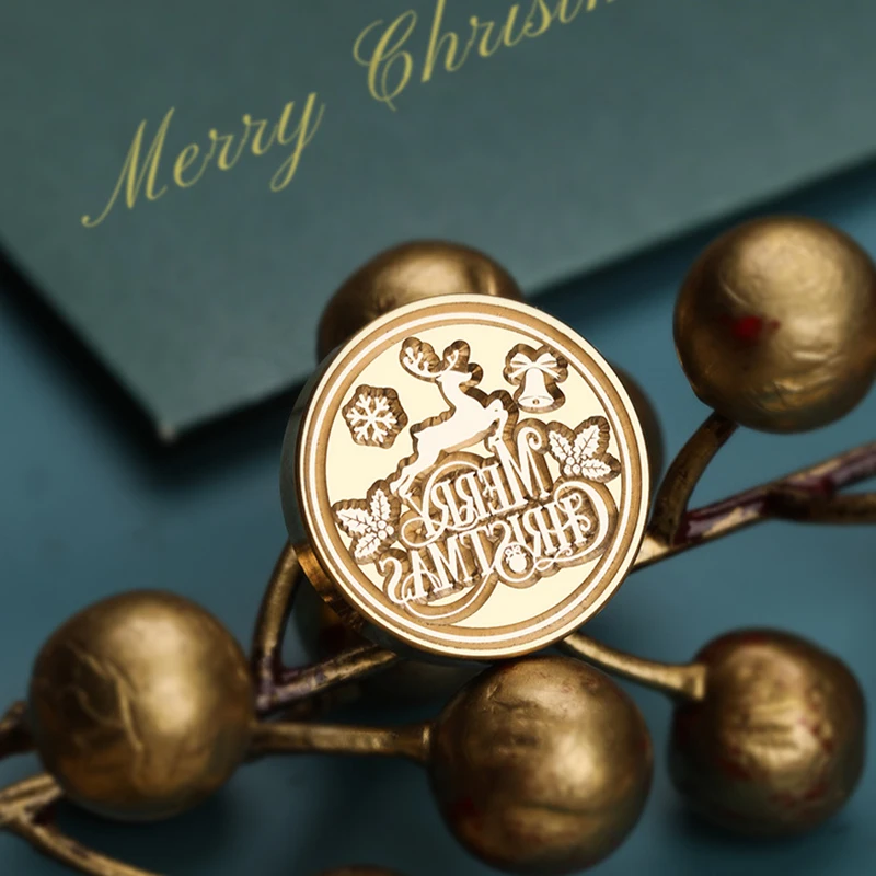 Christmas Series Wax Seal Stamps Replacement Copper Brass Stamp Heads Snowflakes Trees For Decorating Party Invitations