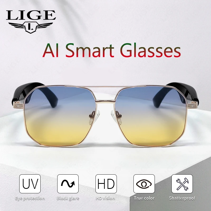 

2025 Smart Glasses Bluetooth Call Women Men UV400 Hiking Fishing Al Intelligent Wireless Translation Glasses Fashion Sunglasses