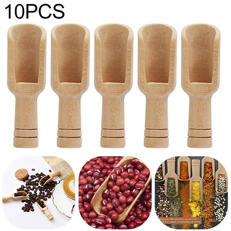 2 pièces de moulin à café et 10 mini cuillères en bois, brosse à dépoussiérer le bois pour stations et équipement d'espresso