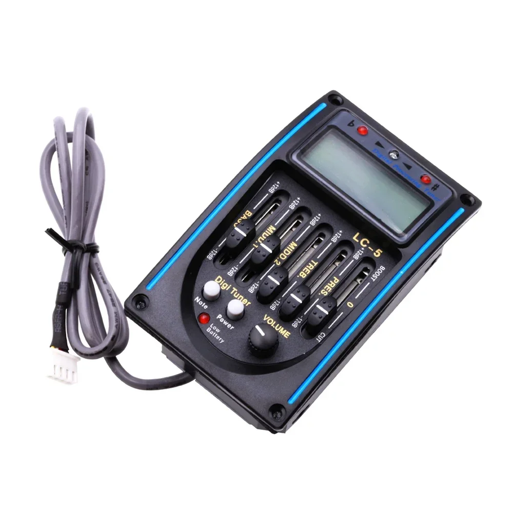 5-Band LC-5 mit Mikrotelefon Akustikgitarre Pickup Gitarre EQ Vorverstärker EQ Equalizer Piezo Pickup Tuner LCD für Akustikgitarre