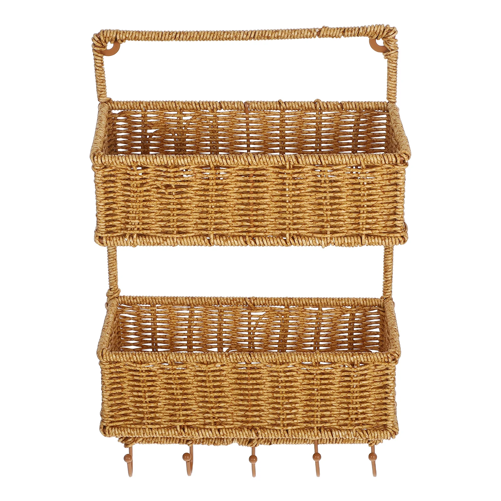 

2 Tier Mounted Shelf Storage for Plastic Multi- No Drilling Fruit Vegetable Basket Kitchen Storage