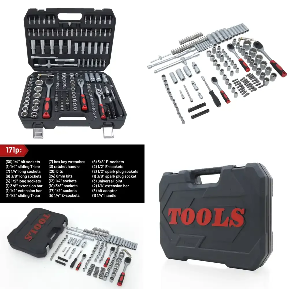 

171pcs Carbon Steel Socket Set 1/4" 3/8" 1/2" Ratchet Wrench Tool Kit with Hard Case and OEM Support for Car Repair