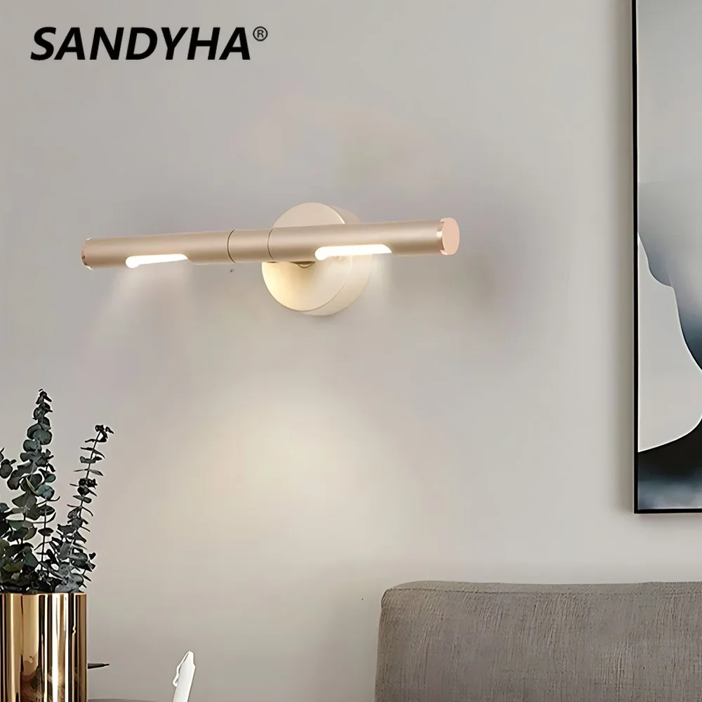 Nowoczesna lampa ścienna LED czarne złoto polerowanie lustro światło komoda łazienka toaleta długie paski lampy Home Decor oprawa oświetleniowa