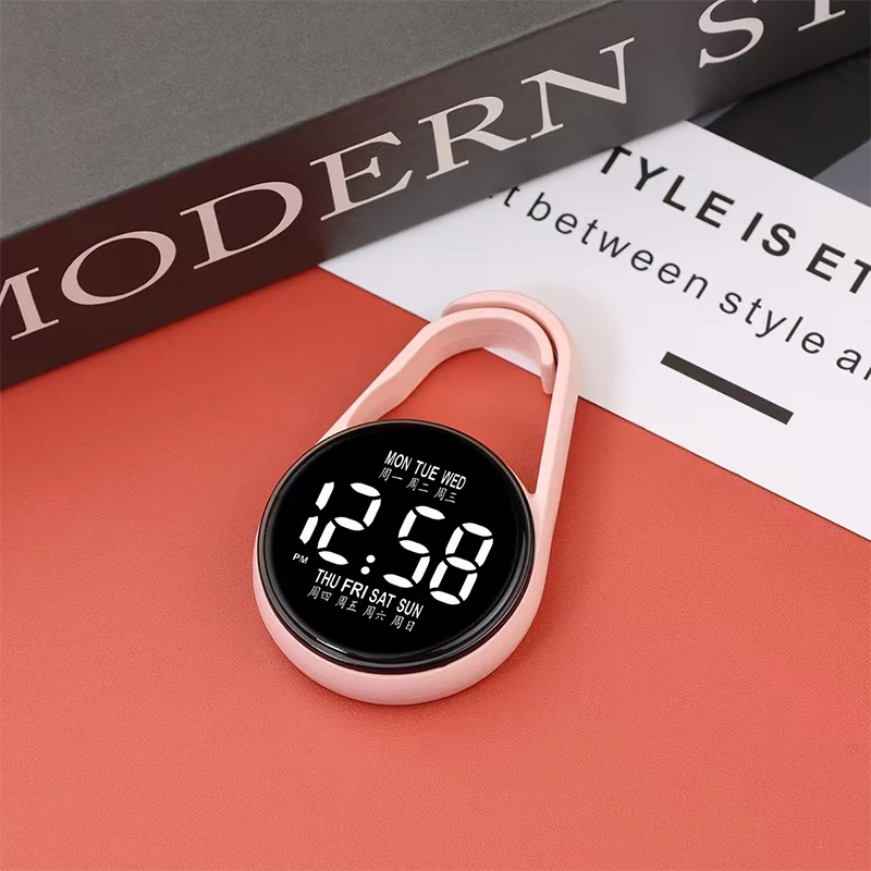 Fashion Pink Mini Pocket Watch LED Electronic Hanging Watch Night Light Digital Electronic Hanging Watch Pocket Watch