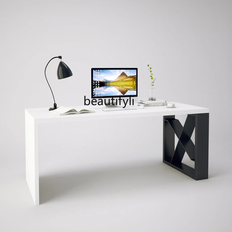 Solid Wood Minimalist Desk Light Luxury Household Dining Table Creative Computer Desk Leisure Workbench Long Table