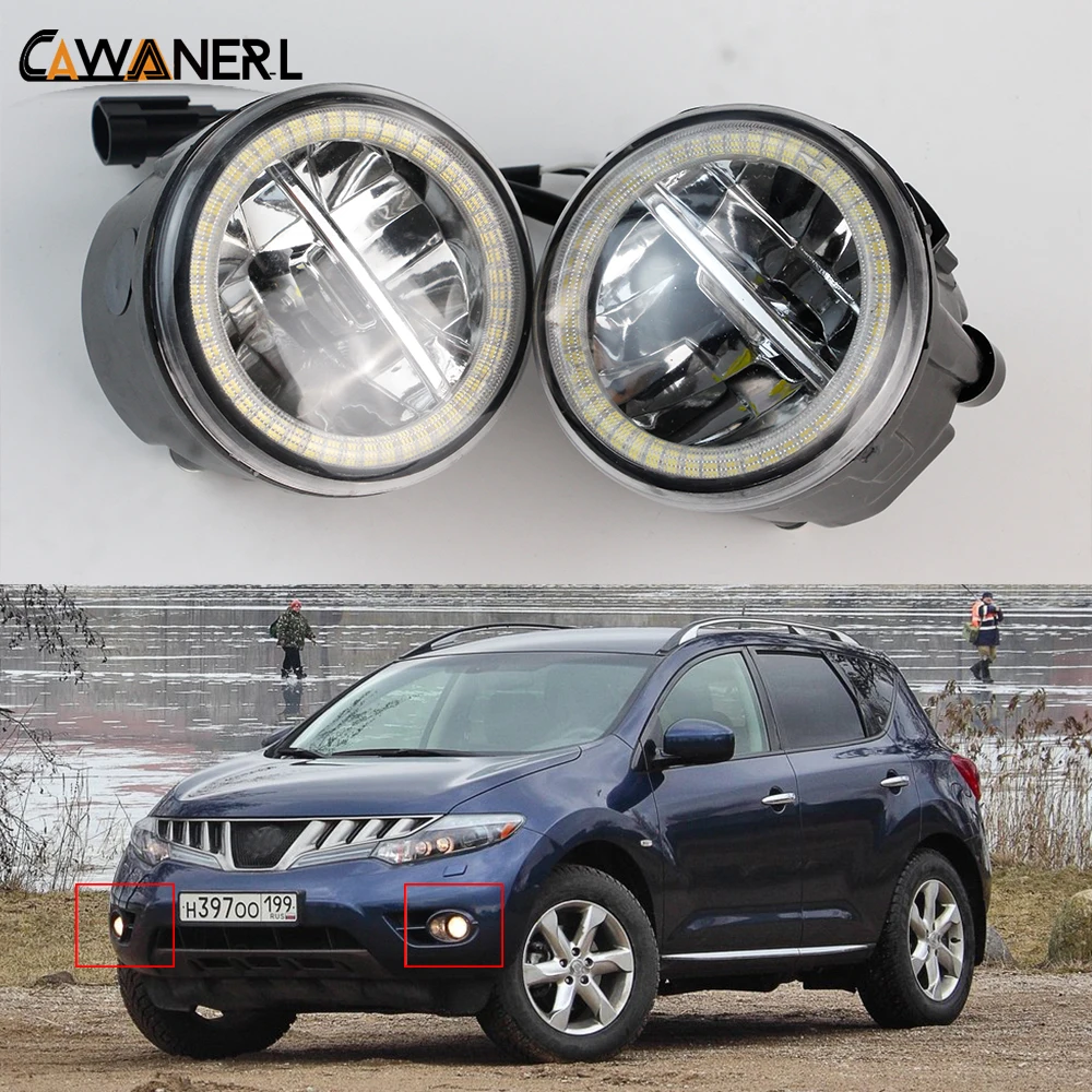 

2 X Car Front LED Fog Light Assembly + Angel Eye DRL 30W 12V For Nissan Murano 2/II (Z51) 2008 2009 2010 2011 2012 2013 2014