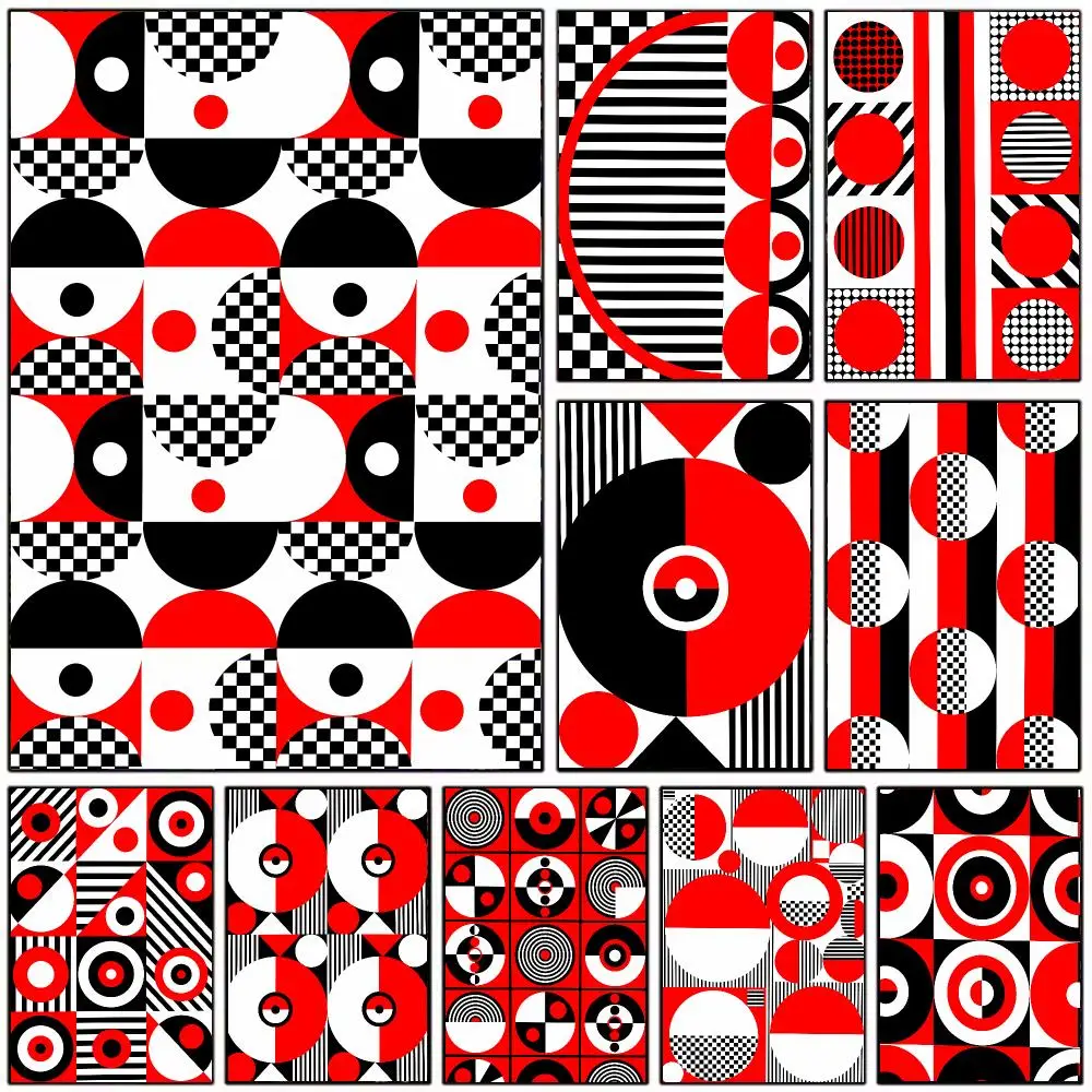 Modern Art R-red Black and White Abstract Geometric Art Poster Modern Home Decoration Interior Design