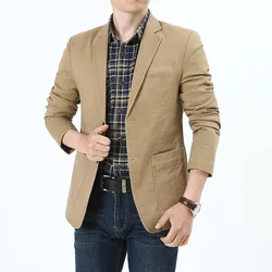 HOO 2024 New Men's Casual Denim blazer  Stretch Loose Double Button Denim   blazer