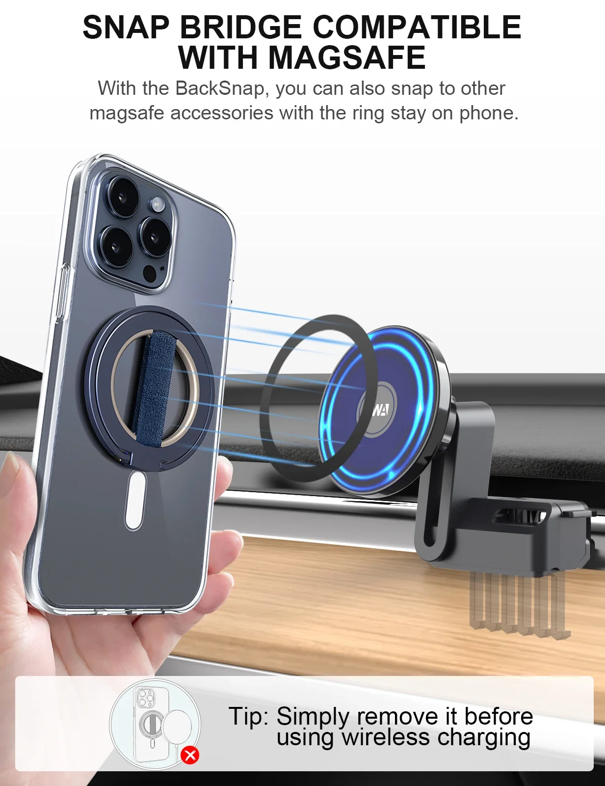 حامل هاتف EWA MagOne Ultra، حامل هاتف مغناطيسي مزدوج قابل للاستبدال وقابل للإزالة لسلسلة iPhone 13-16