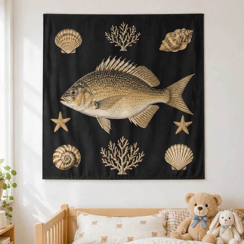 VIKAMA Vintage Ocean Chart Tapestry Wall Hanging, HD Print Wall Art, Coastal Decor for Bedroom Bathroom Study Living Room