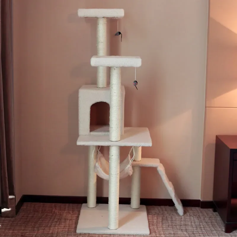 

customized plush big pet condo natural sisal wood scratcher furniture cat tree pet house scratcher tower cat tree