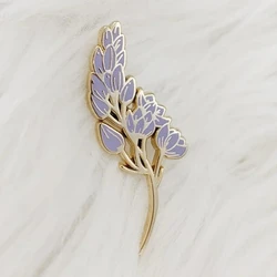 Lavender Enamel Pin Lapel Pins Flower Badge Brooch for Gifts Jewelry Accessories