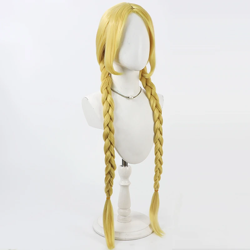 Choco Mitsumata Cosplay Wig Maebashi Witches Yellow 80cm Long Heat Resistant Synthetic Hair Halloween Carnival Party + Wig Cap - view 3