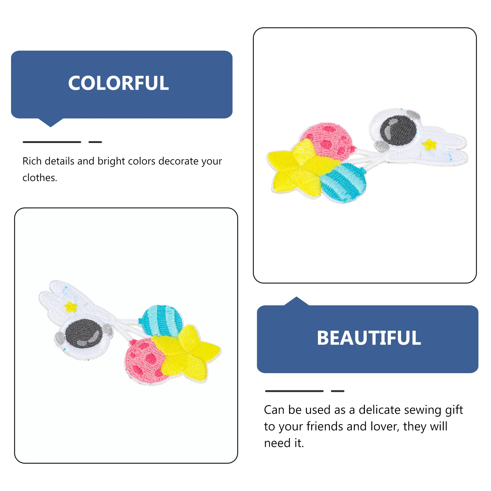 

5 Pcs Astronaut Shape Appliques Durable Easy Clean Disassemble Clothing Embroidery Patch Sewing Gift DIY Repair Clothes Hole