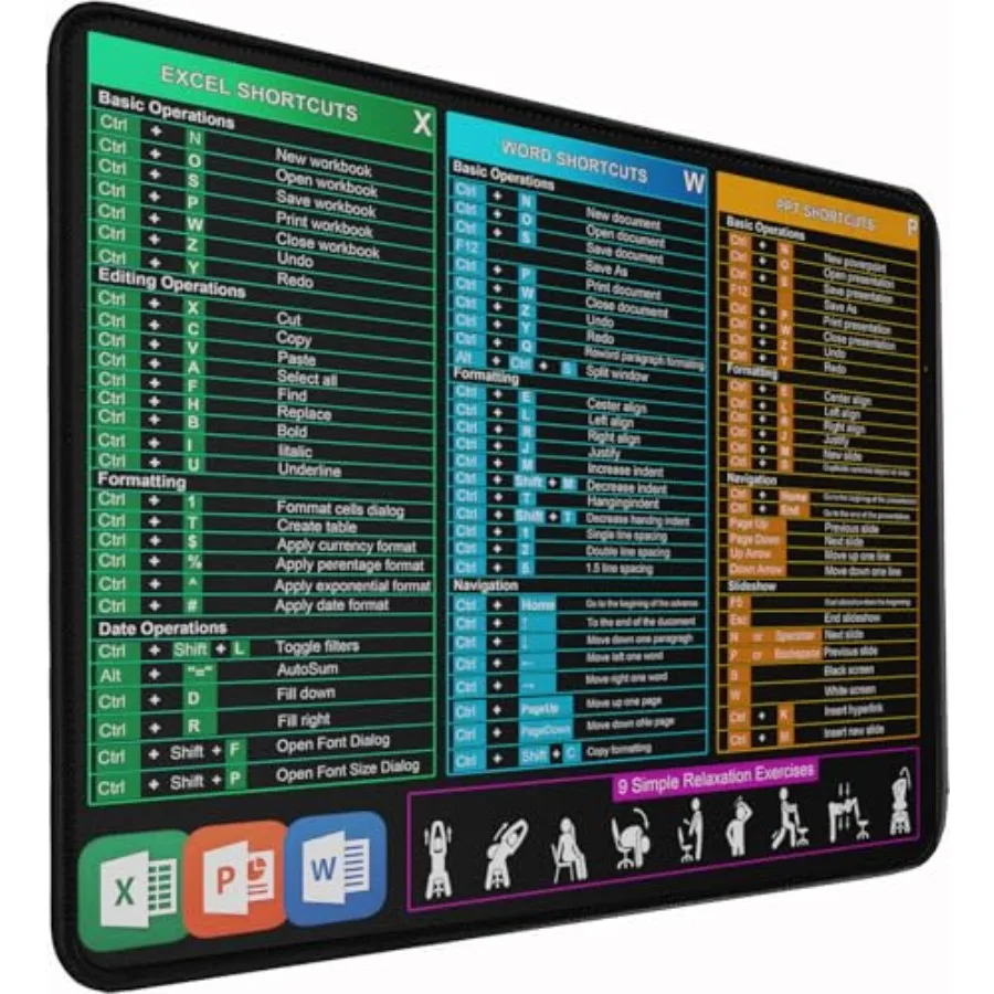 Excel s Mouse Pad, Mouse Pad with Double Stitched Edges, 14.9 x 11.7 Inch Premium-Textured and Waterproof Mousepad, Nonslip Nat