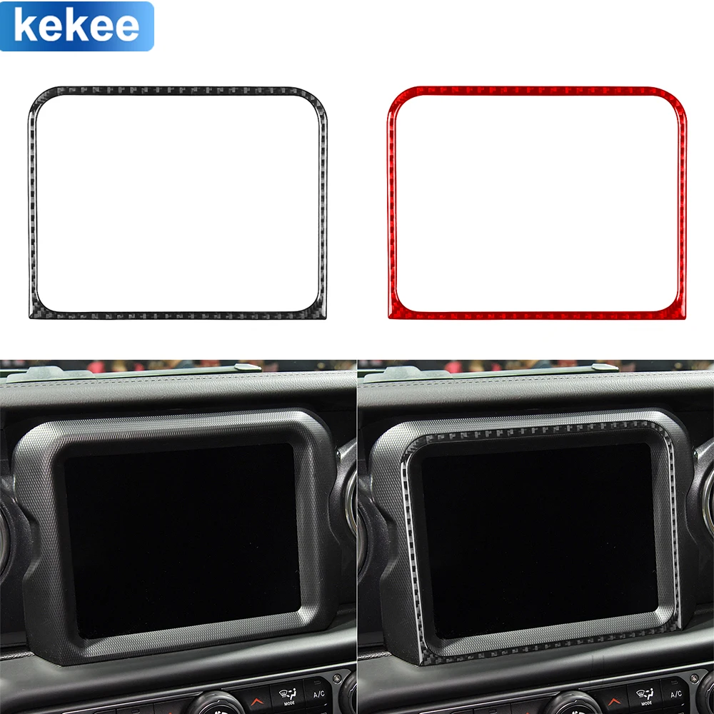 

For Jeep Wrangler Gladiator 2020 2021 2022 2023 Dashboard Touchscreen Frame Real Carbon Fiber Stickers Car Interior Accessories