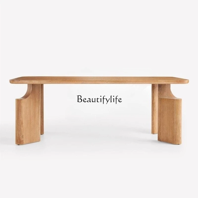 

Medieval simple solid wood rectangular dining table, French retro reception long table
