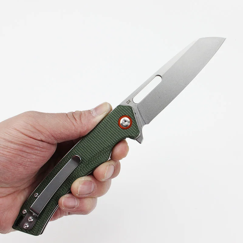 GT957 Folding Tactical Knife D2 Steel Blade Micarta Handle Ball Bearing Pocket Knives Portable  EDC Camping Tool