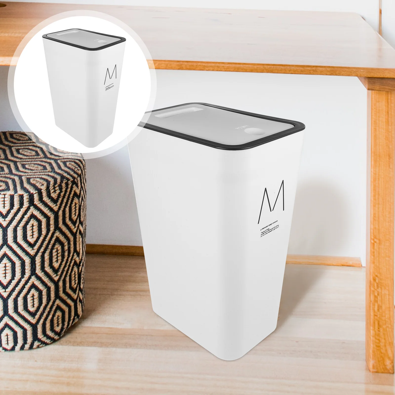 

Crevice Trash Can Motion Sensor Plastic with Lid Household Trashcan Pp Basket Small Bin Office White Pedal