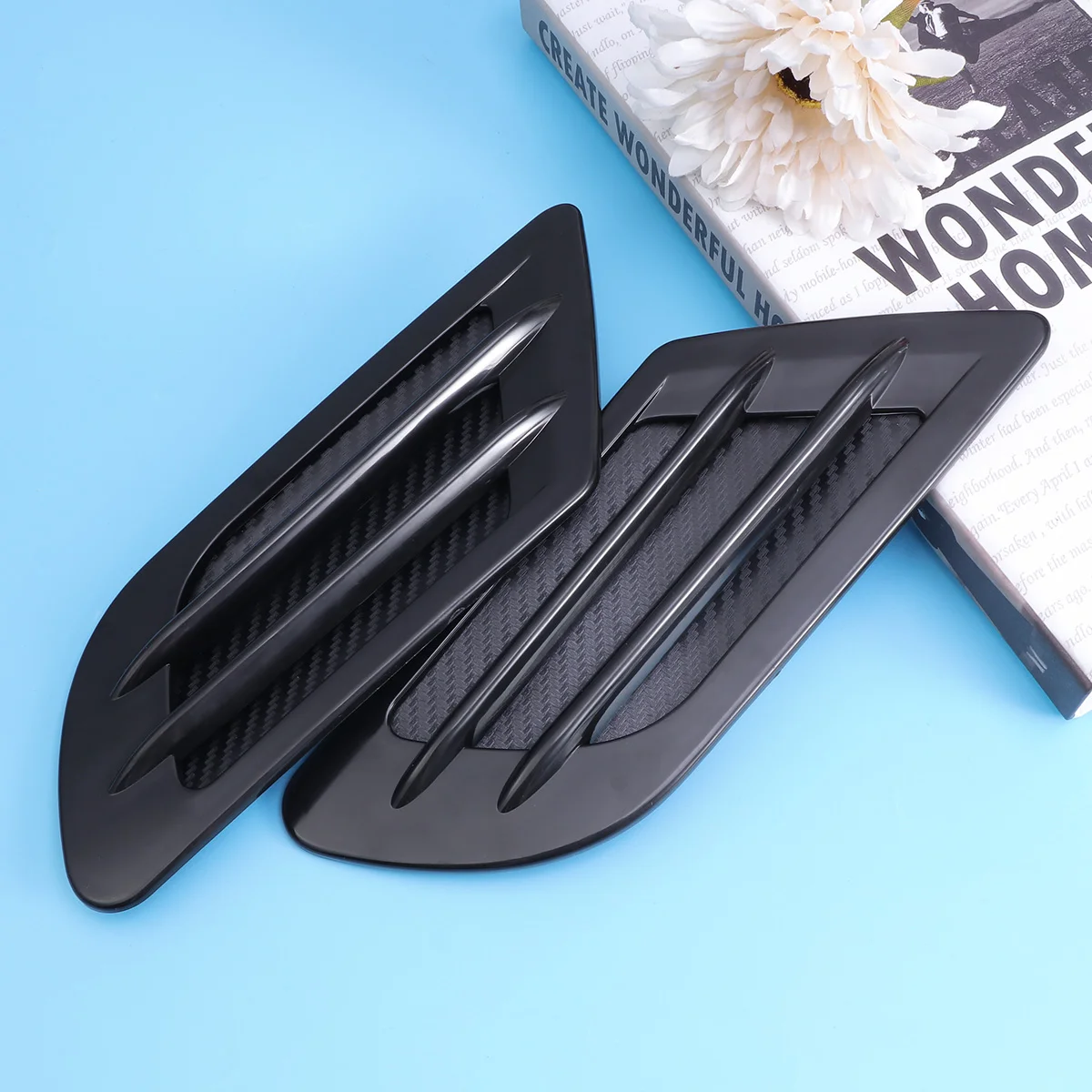 

2pcs Car Auto SUV Air Flow Side Cover Intake Grille Vent Decoration Sticker (Black) Auto Car Side Vent Air Flow Sticker