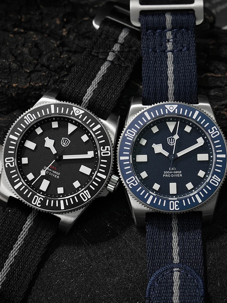 Watchdives EXD Quarzuhren, 40 mm, Titan, VH31, Sweep-Sekundenwerk, Herrenuhr, 200 m wasserdicht, leuchtende Saphir-Armbanduhr