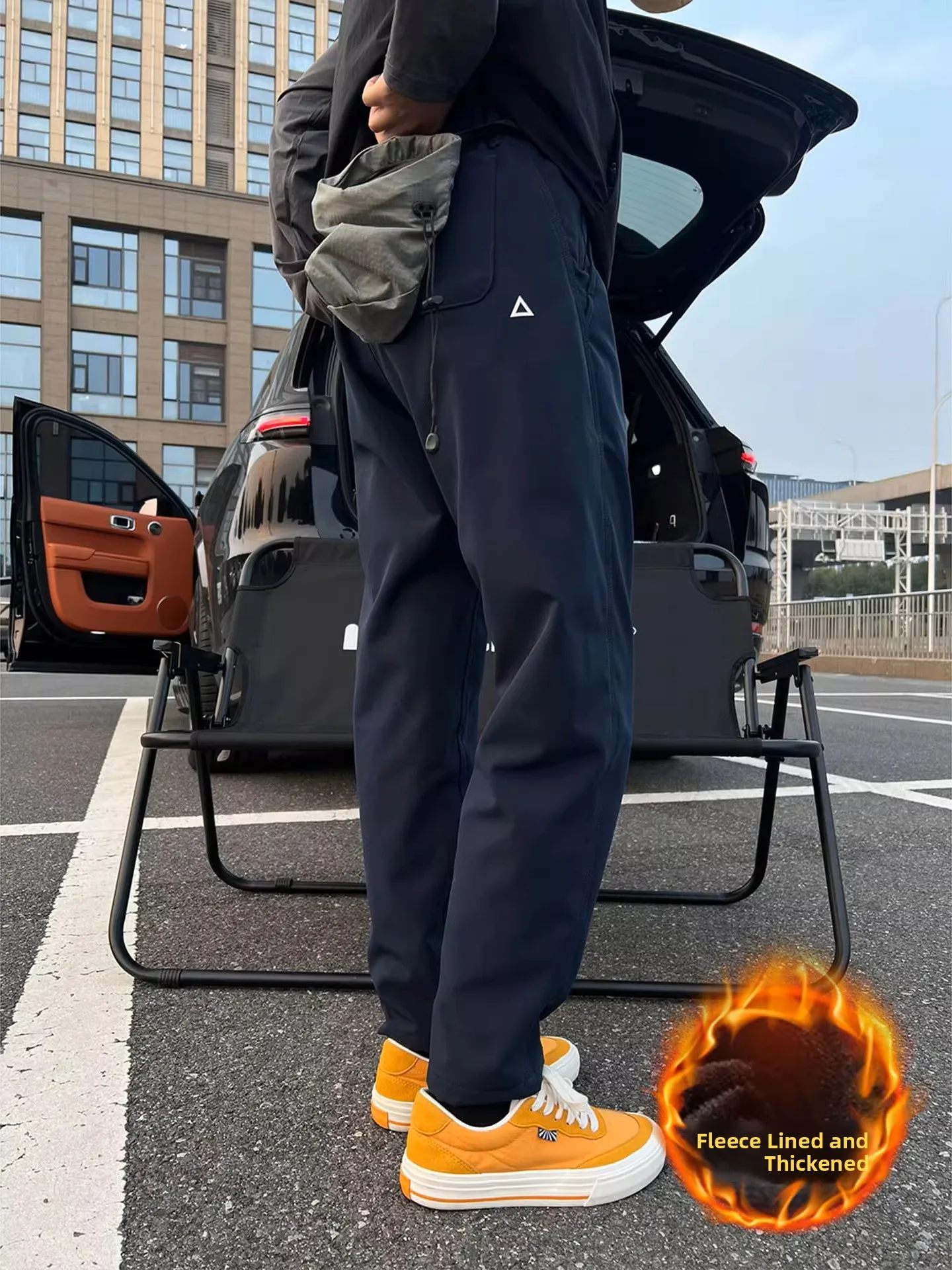 

Thiened Fce Outdoor Waterproof Hiking Mountain Climbing Pants Triangular Label Blue for Men And Women Autumn Winter Casu...