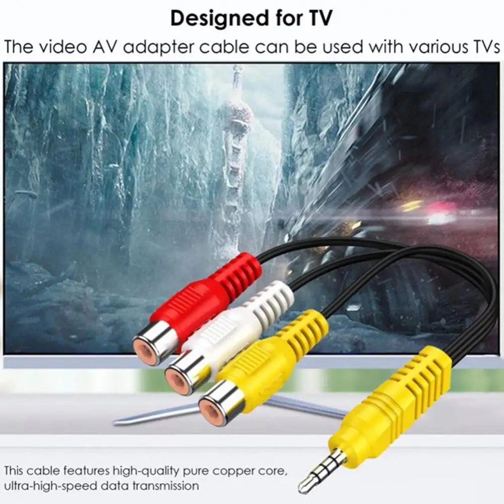 Adaptador de Audio y vídeo para TCL, Conector de 3,5mm, 3,5 Aux macho a 3 RCA hembra, Mini Aux, estéreo, AV, 1/2 piezas
